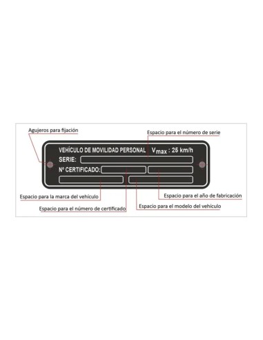 Placa Identificativa para Patinetes eléctricos (VMP)
